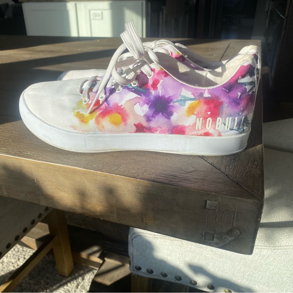 NOBULL White Floral Bouquet Canvas Sneakers Gym Shoes